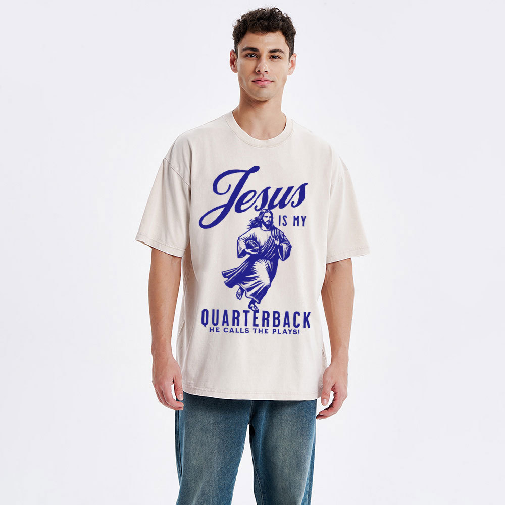 Jesus Is My Quarterback Christian Washed T-Shirt