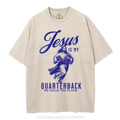 Jesus Is My Quarterback Christian Washed T-Shirt