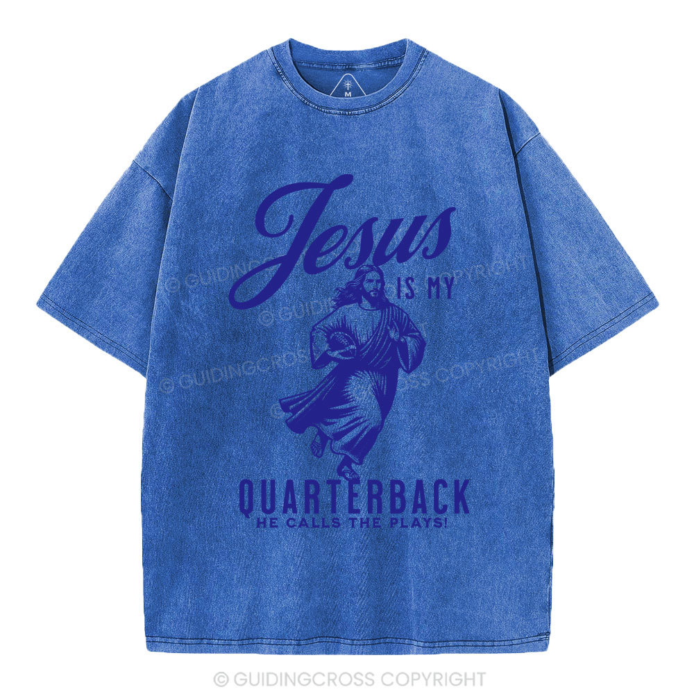 Jesus Is My Quarterback Christian Washed T-Shirt