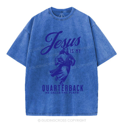 Jesus Is My Quarterback Christian Washed T-Shirt