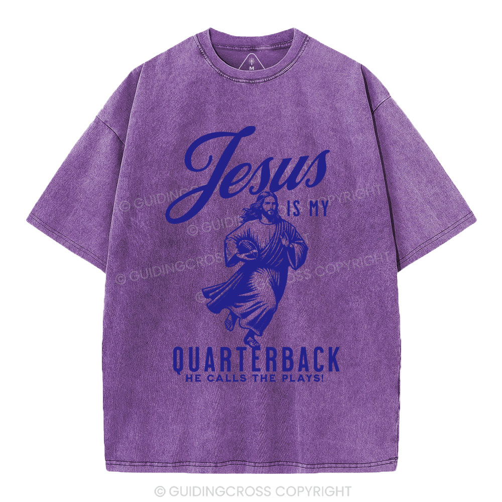Jesus Is My Quarterback Christian Washed T-Shirt