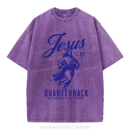 Jesus Is My Quarterback Christian Washed T-Shirt