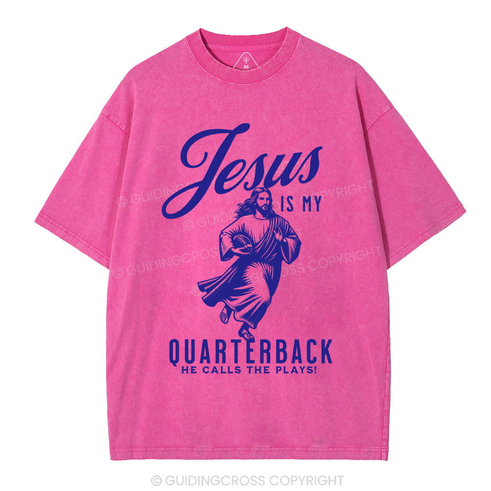 Jesus Is My Quarterback Christian Washed T-Shirt