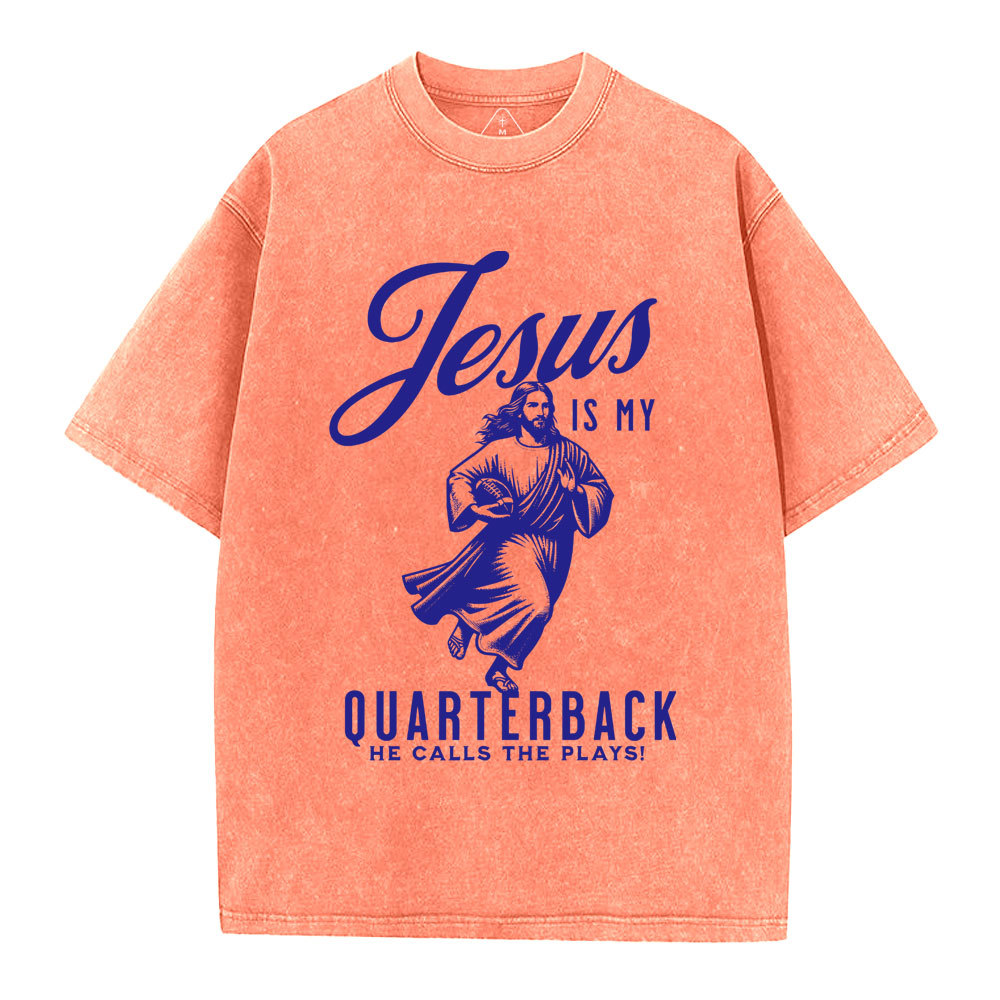 Jesus Is My Quarterback Christian Washed T-Shirt