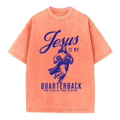 Jesus Is My Quarterback Christian Washed T-Shirt