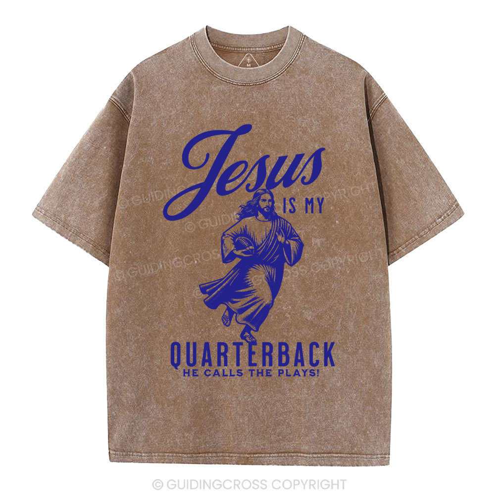 Jesus Is My Quarterback Christian Washed T-Shirt
