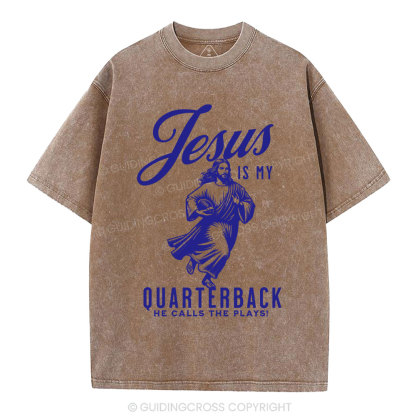 Jesus Is My Quarterback Christian Washed T-Shirt
