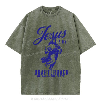 Jesus Is My Quarterback Christian Washed T-Shirt
