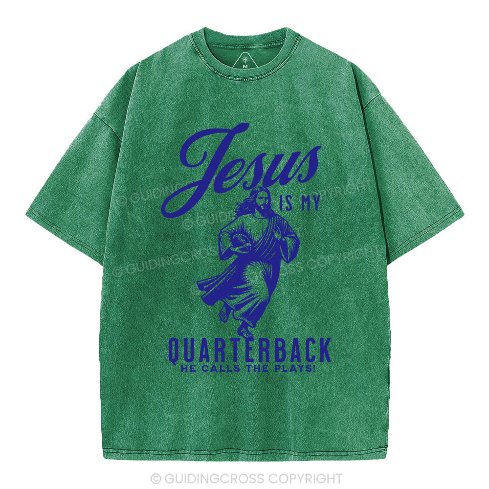 Jesus Is My Quarterback Christian Washed T-Shirt