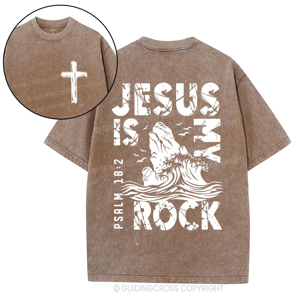 Jesus Is My Rock Christian Washed T-Shirt