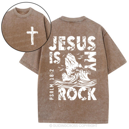 Jesus Is My Rock Christian Washed T-Shirt