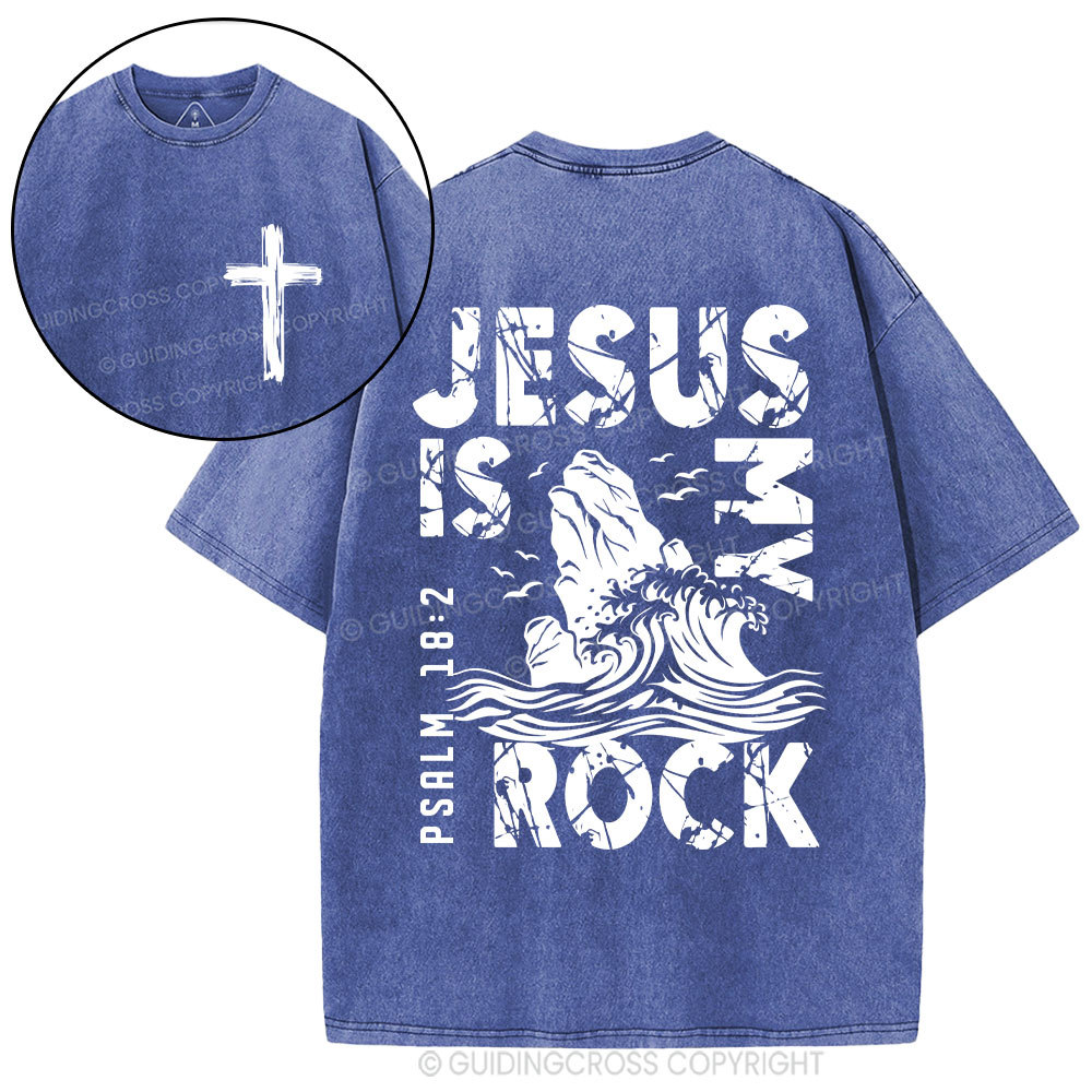 Jesus Is My Rock Christian Washed T-Shirt