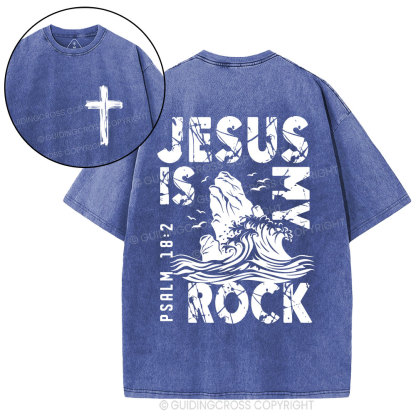 Jesus Is My Rock Christian Washed T-Shirt