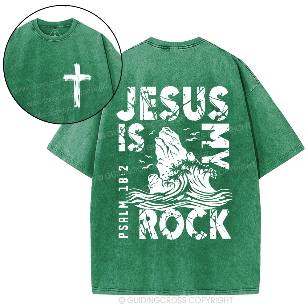 Jesus Is My Rock Christian Washed T-Shirt