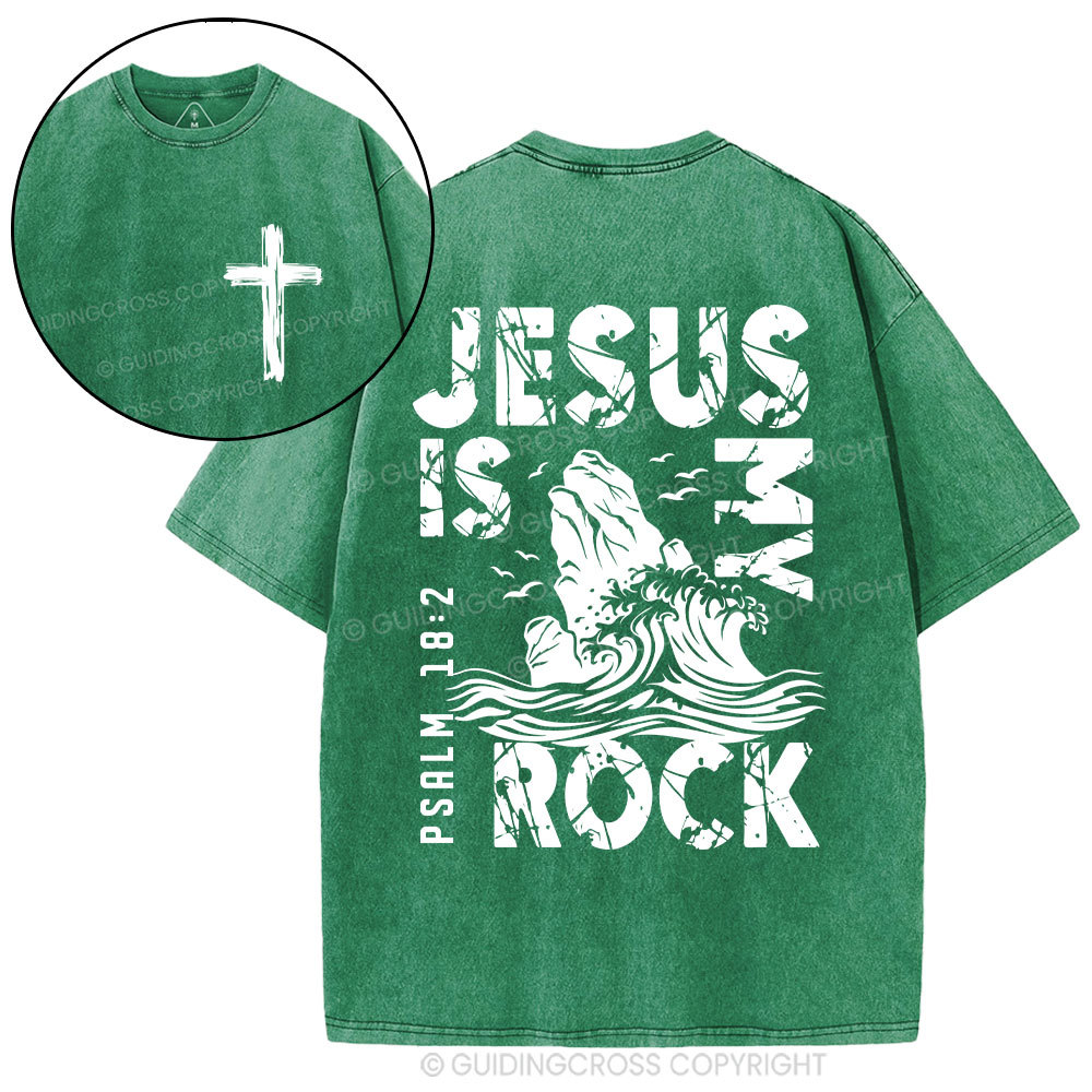 Jesus Is My Rock Christian Washed T-Shirt