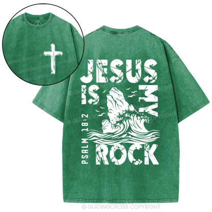 Jesus Is My Rock Christian Washed T-Shirt