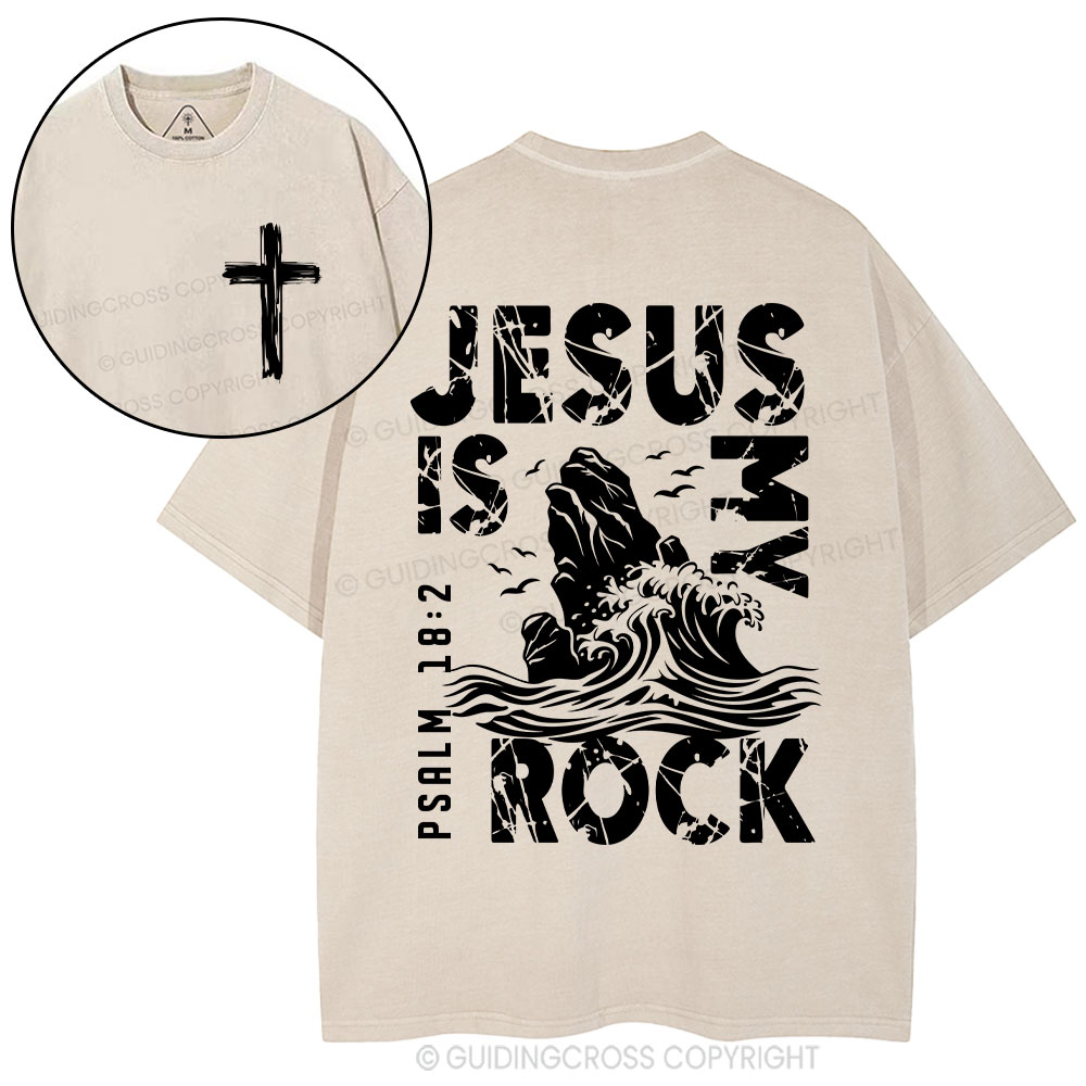 Jesus Is My Rock Christian Washed T-Shirt