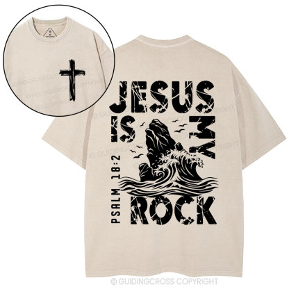 Jesus Is My Rock Christian Washed T-Shirt