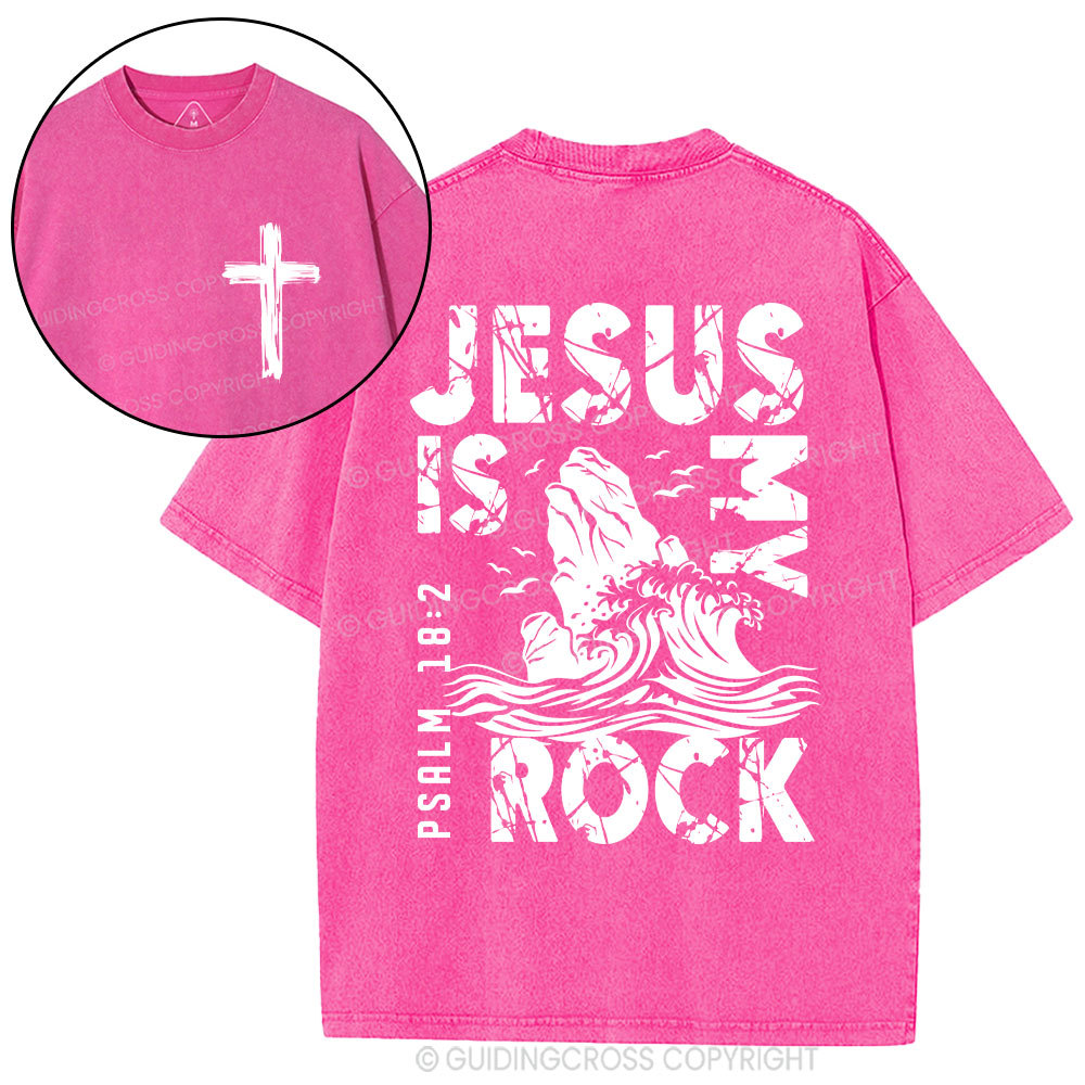 Jesus Is My Rock Christian Washed T-Shirt