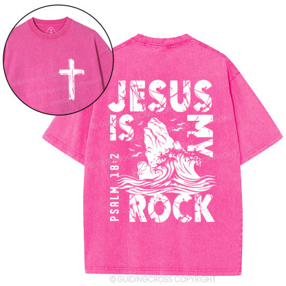 Jesus Is My Rock Christian Washed T-Shirt
