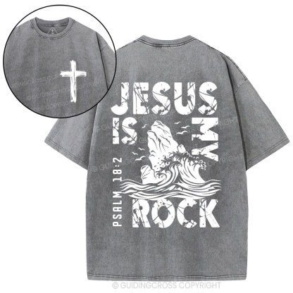 Jesus Is My Rock Christian Washed T-Shirt