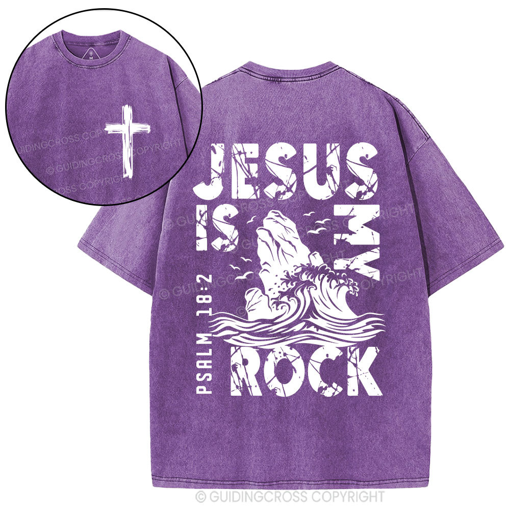 Jesus Is My Rock Christian Washed T-Shirt