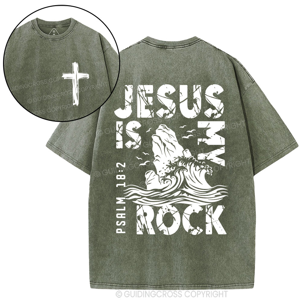 Jesus Is My Rock Christian Washed T-Shirt