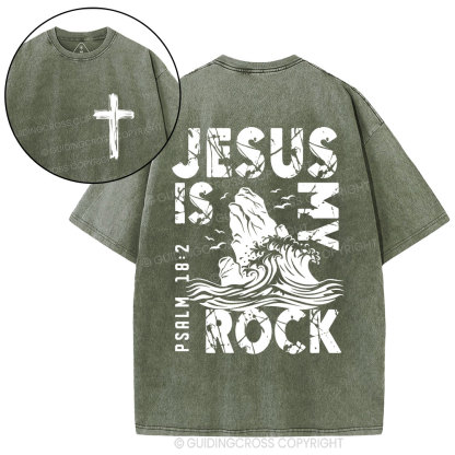 Jesus Is My Rock Christian Washed T-Shirt