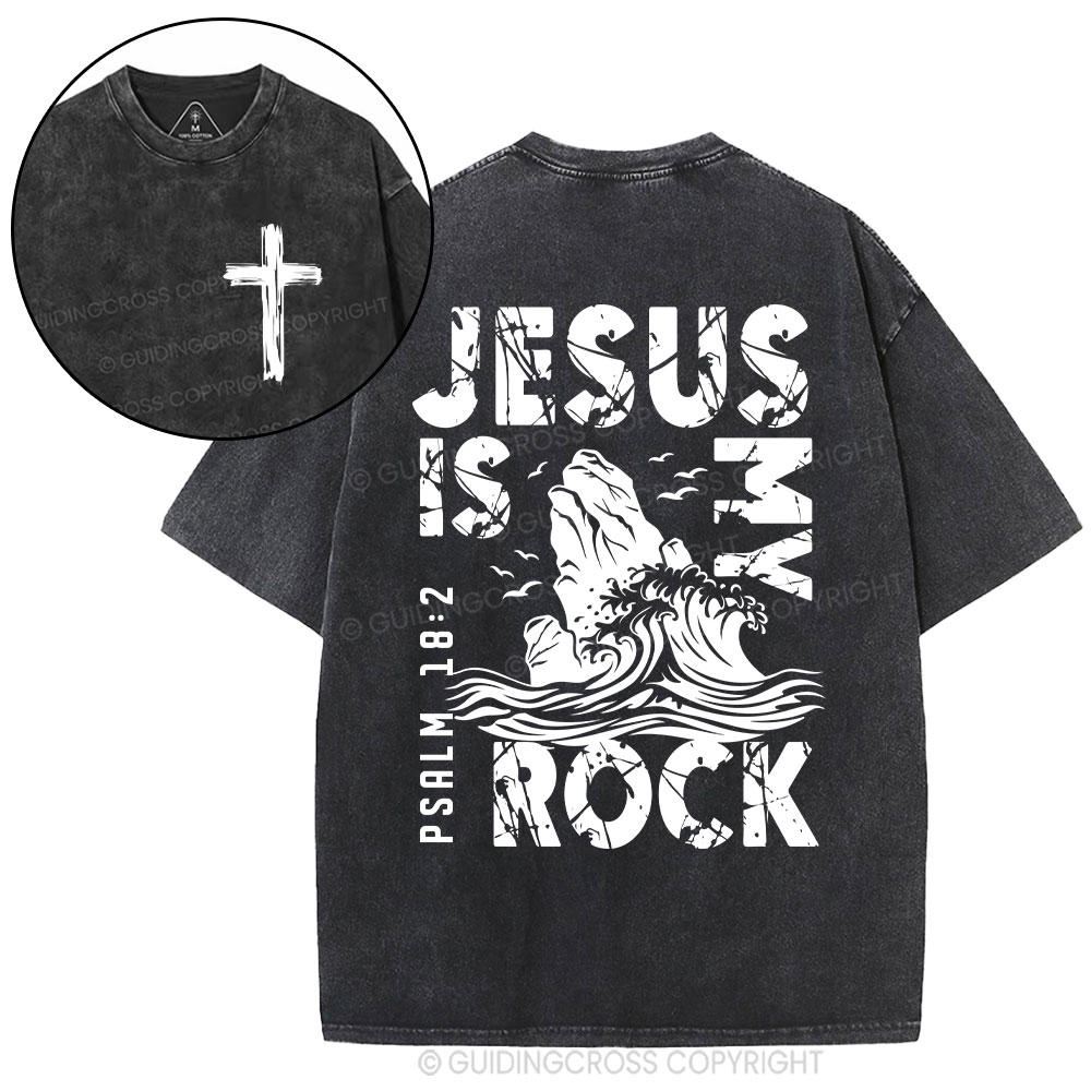 Jesus Is My Rock Christian Washed T-Shirt