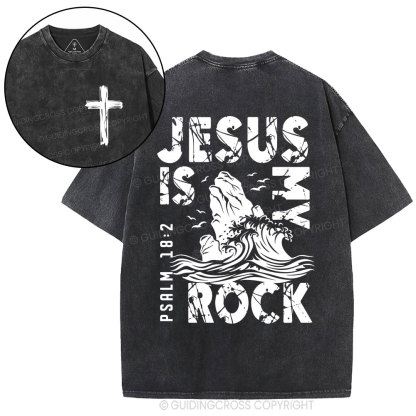 Jesus Is My Rock Christian Washed T-Shirt