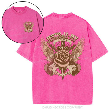 Jesus Is My Rock Living On A Prayer Christian Washed T-Shirt