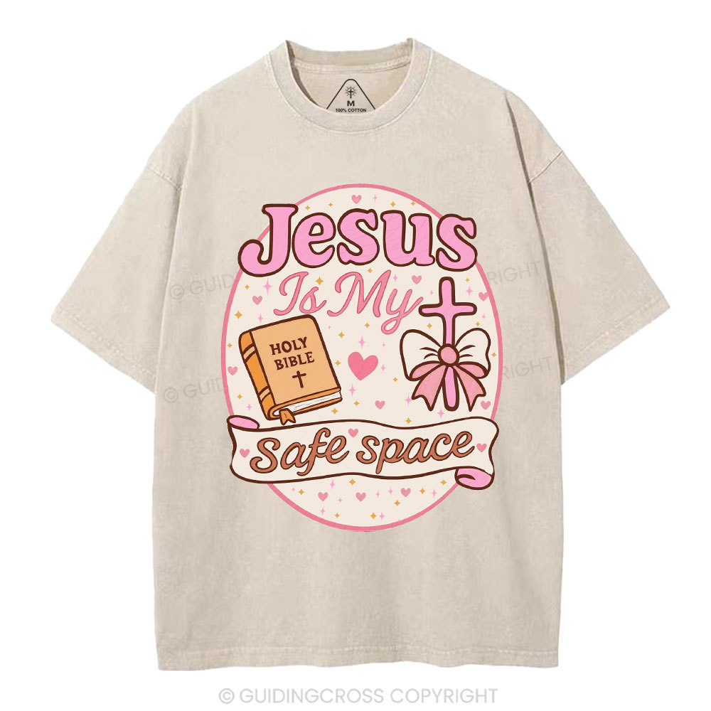 Jesus Is My Safe Space Christian Washed T-Shirt