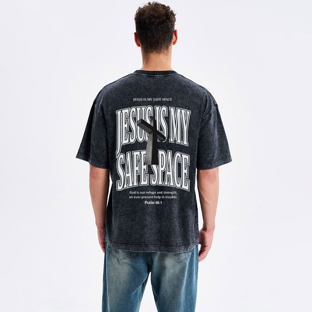 Jesus Is My Safe Space Christian Washed T-Shirt