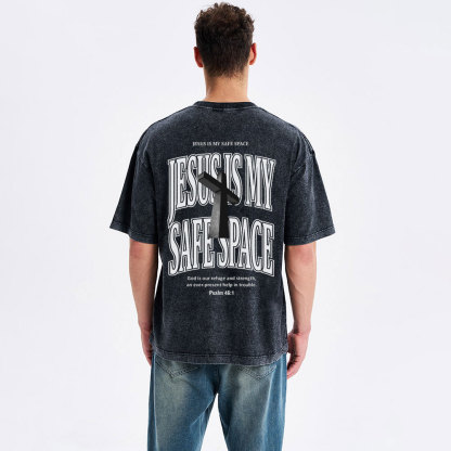 Jesus Is My Safe Space Christian Washed T-Shirt