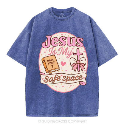 Jesus Is My Safe Space Christian Washed T-Shirt