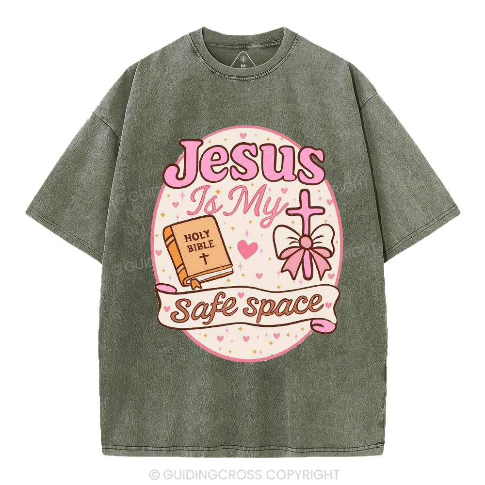 Jesus Is My Safe Space Christian Washed T-Shirt