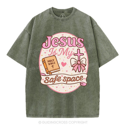 Jesus Is My Safe Space Christian Washed T-Shirt