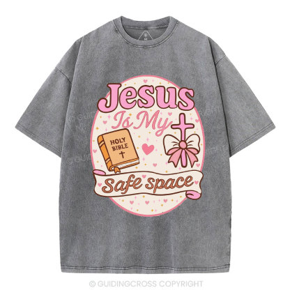 Jesus Is My Safe Space Christian Washed T-Shirt