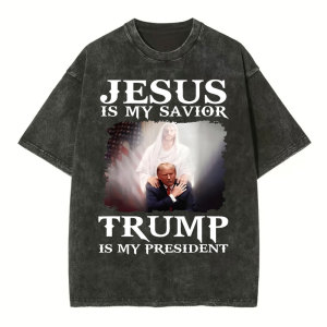 Image of Jesus Is My Savior Christian Washed T-Shirt