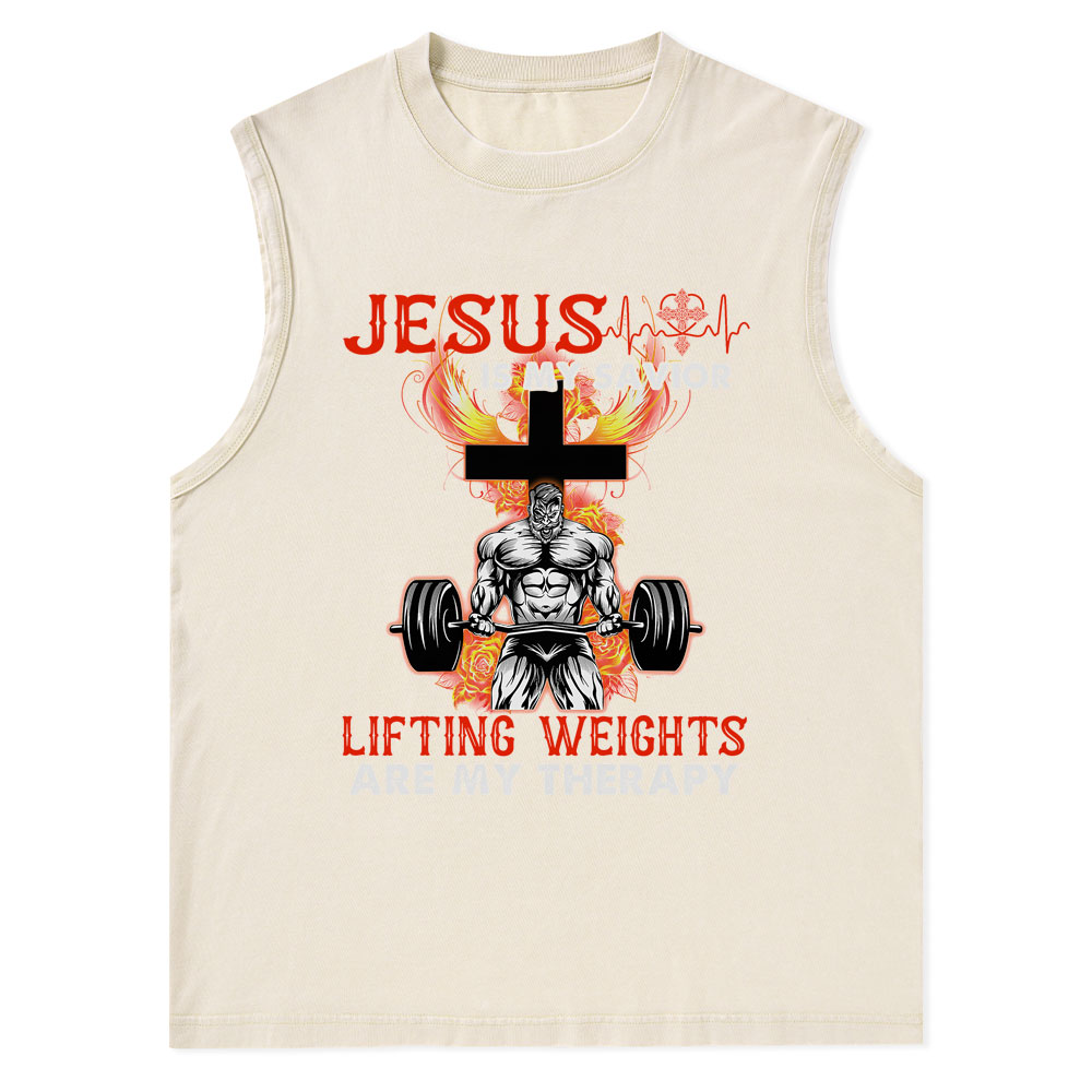 Jesus Is My Savior Christian Washed Tank Top