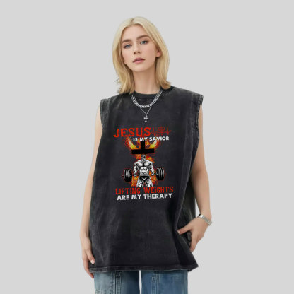 Jesus Is My Savior Christian Washed Tank Top