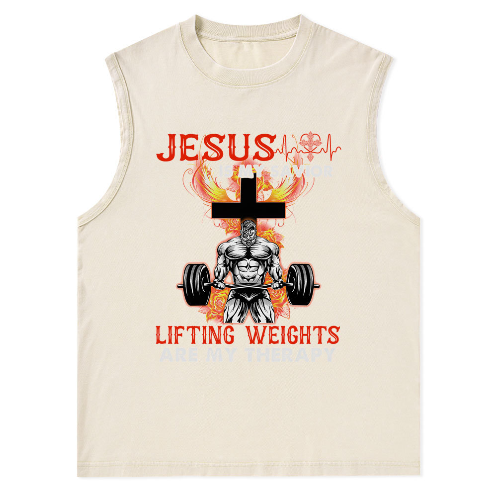 Jesus Is My Savior Christian Washed Tank Top