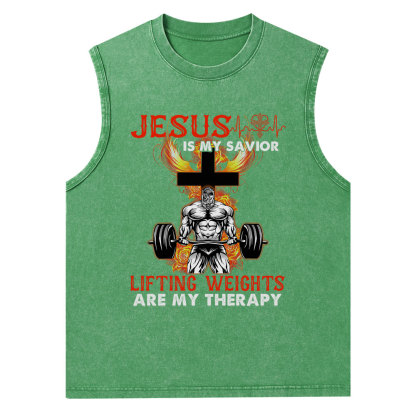 Jesus Is My Savior Christian Washed Tank Top