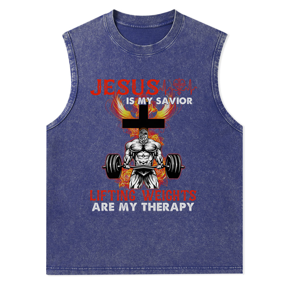 Jesus Is My Savior Christian Washed Tank Top