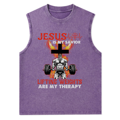 Jesus Is My Savior Christian Washed Tank Top