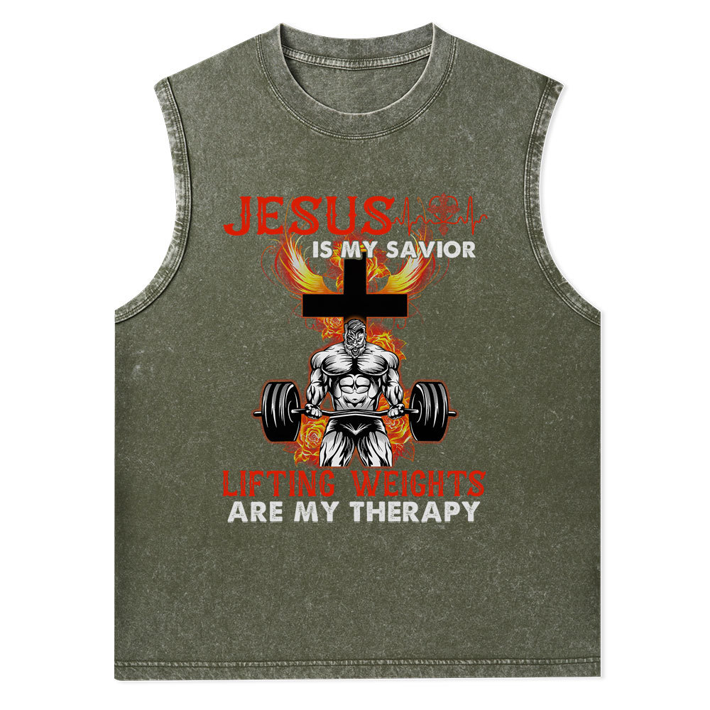 Jesus Is My Savior Christian Washed Tank Top
