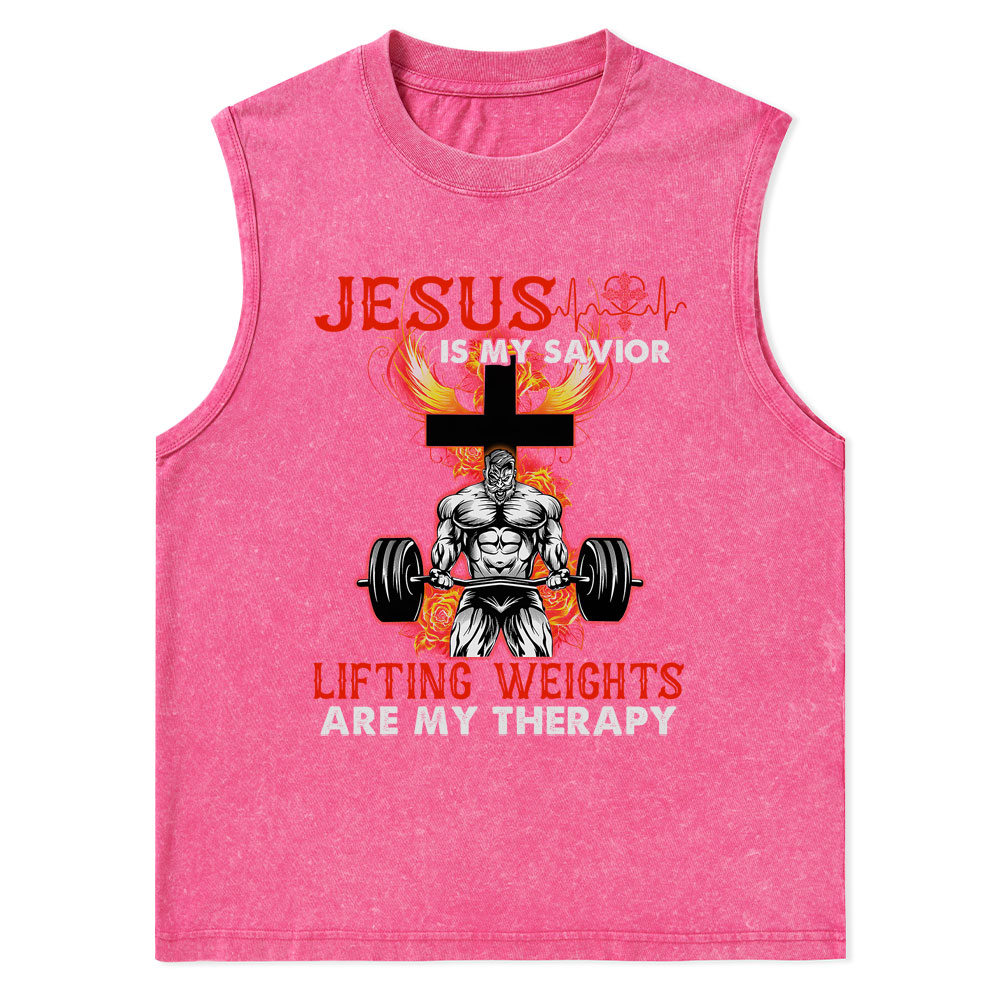 Jesus Is My Savior Christian Washed Tank Top