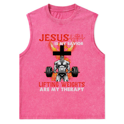 Jesus Is My Savior Christian Washed Tank Top