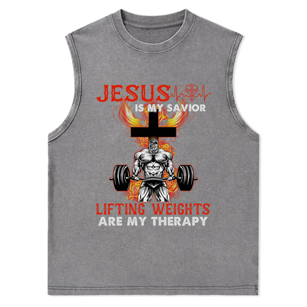 Jesus Is My Savior Christian Washed Tank Top