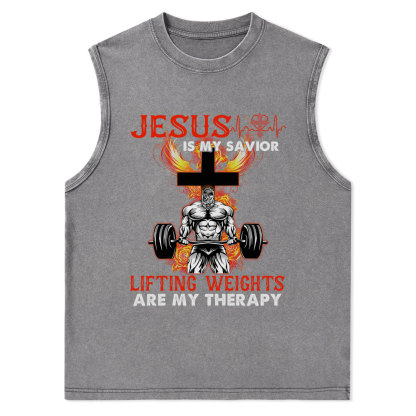 Jesus Is My Savior Christian Washed Tank Top
